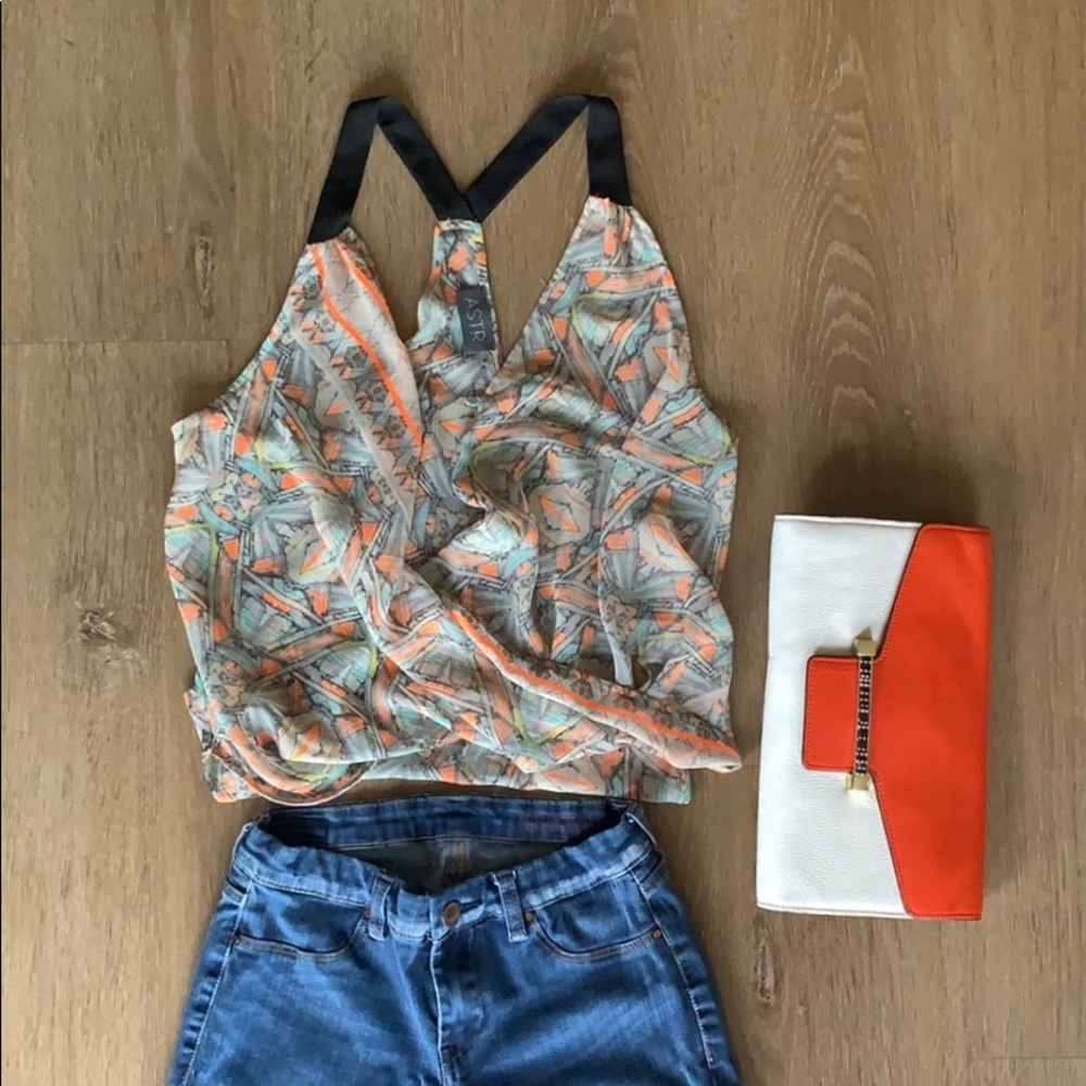 SOLD. Astr “wrap drape” top M